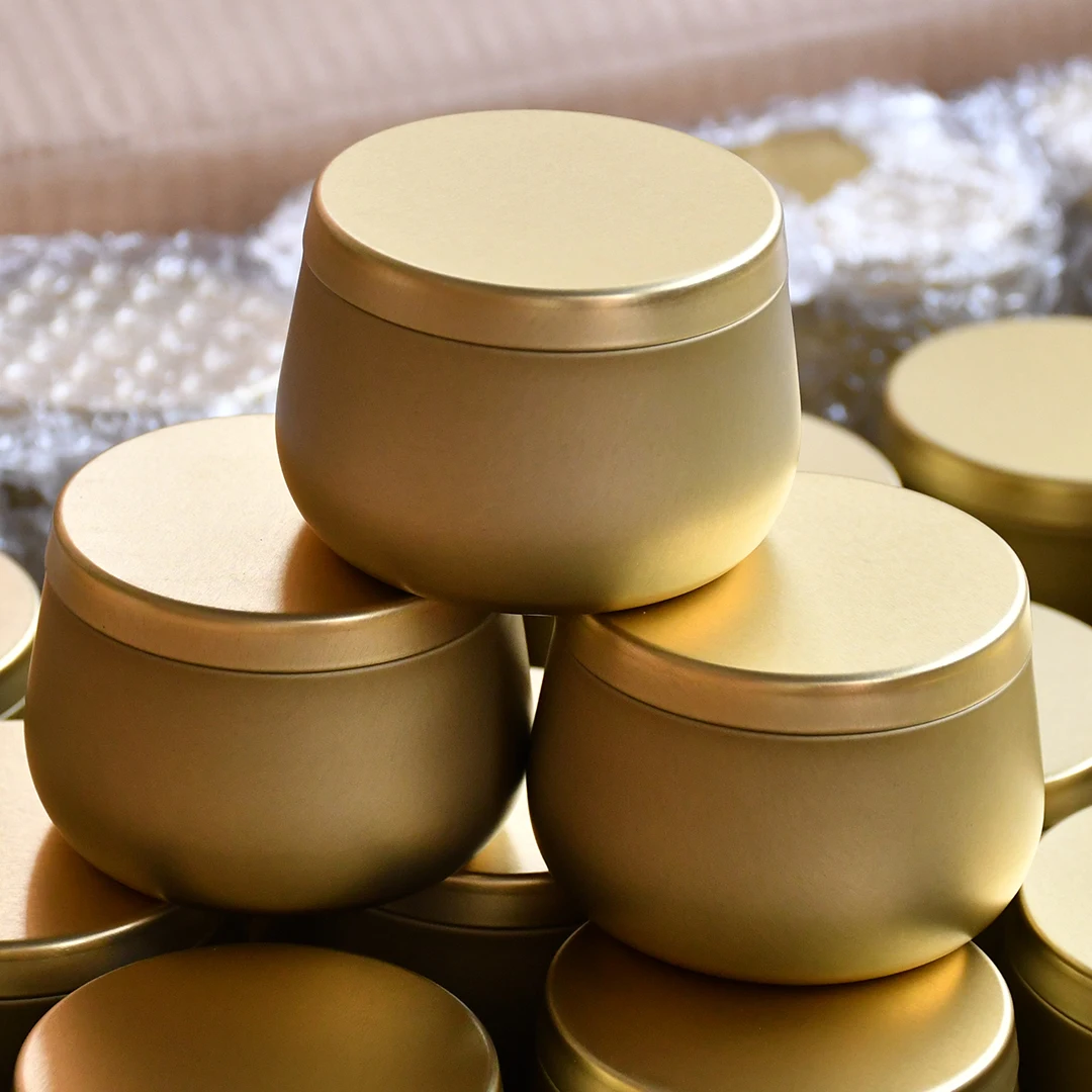 

24-Pack Golden Iron Candle Jars with Lids-4oz Empty Metal Containers for DIY Crafts, Candle Making