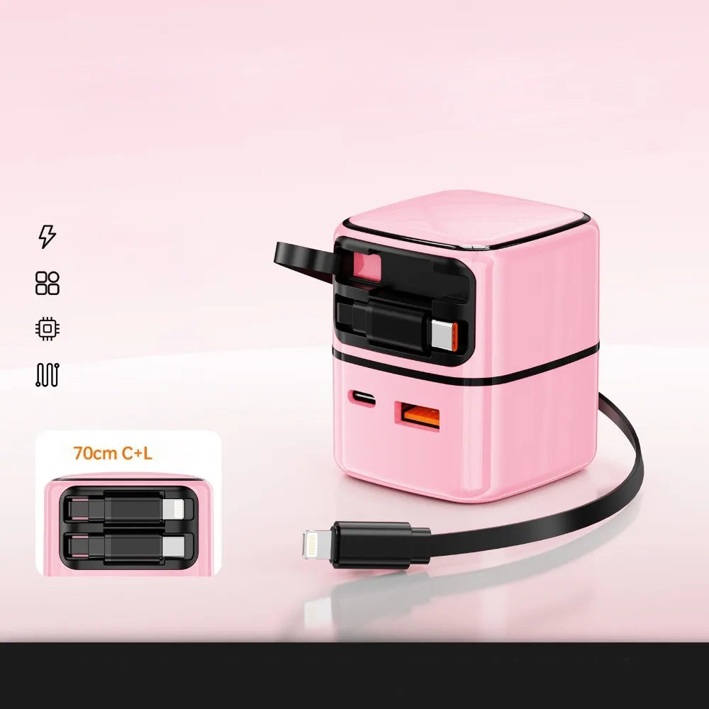 

Зарядное устройство Gan, 35 Вт, 4 в 1 с портами USB a/USB C, беспроводное двойное выдвижное зарядное устройство для телефона, безопасная настенная вилка для высокоскоростной зарядки