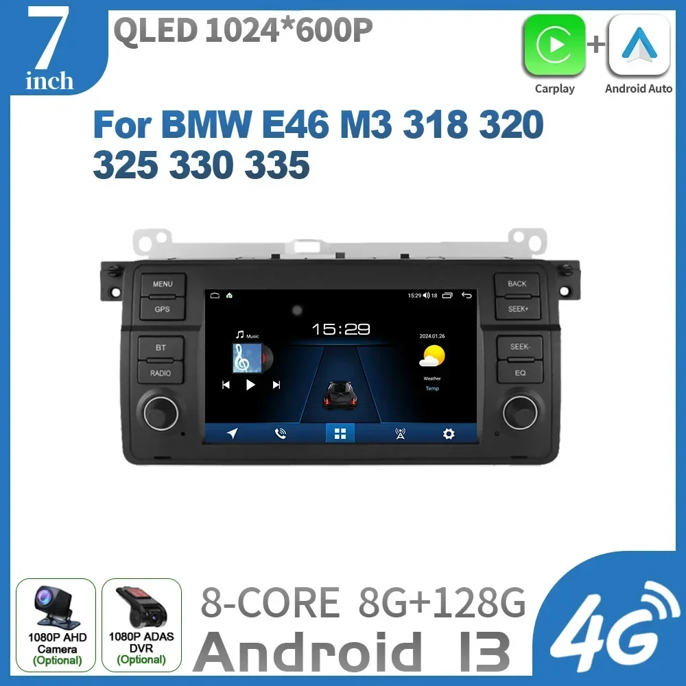 Car Radio Multimedia Navigation Wireless Carplay Stereo Android For BMW 3-Series 3 Series E46 1998-2006 Head Unit WIFI 4G Screen