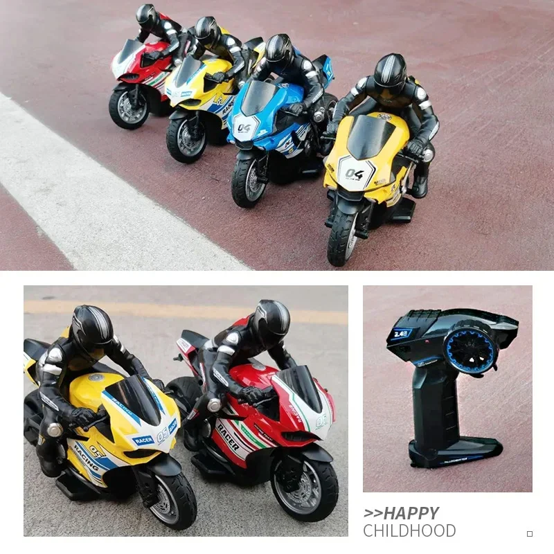 Alta Velocidade RC Motocicletas para Crianças, 1:10, 2.4G, Off-Road Stunt Drift, 4-Way Controle Remoto, Motocicleta de Corrida, Brinquedos Meninos, Presente