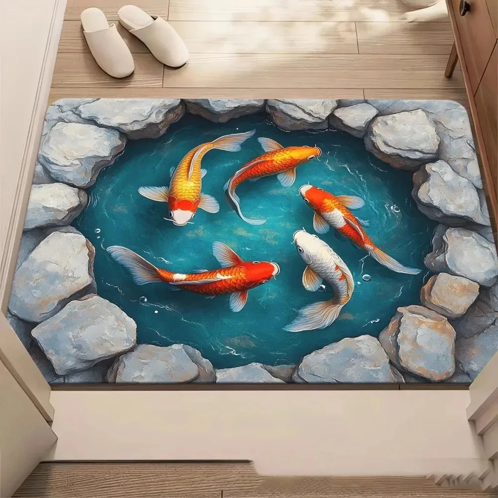 Vibrant Fantasy Seabed Dolphin Coral Reef Patchwork Realistic Undersea Scene Print Long Runner Rug Hallway Entry Area Rug
