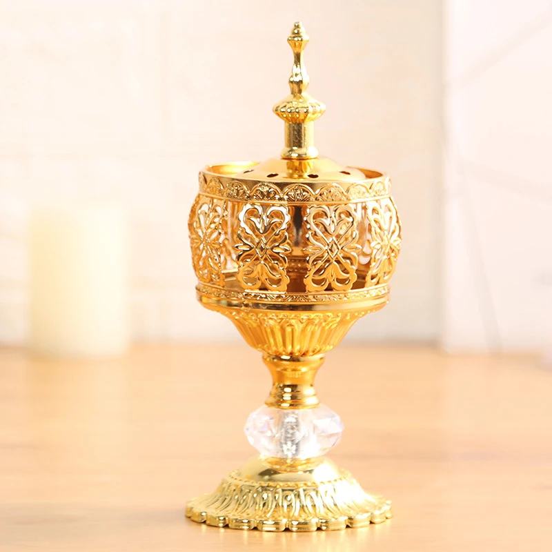 Metal Indoor Burner Middle East Church Electric Censer Gold Color Burner Vintage Sandalwood Burner Middle Eastern Style Ornament