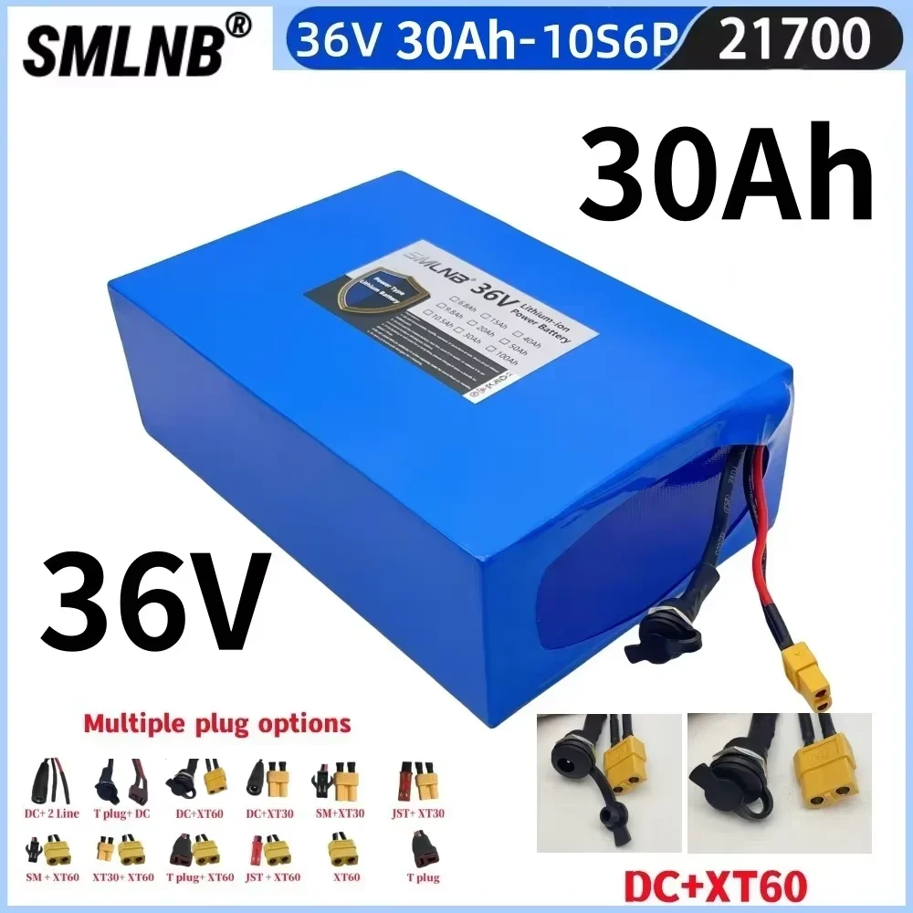 10S6P 21700 battery pack 36V 30000mAh li-ion battery with BMS Suitable for bicycles, wheelchairs, outdoor motorcycles