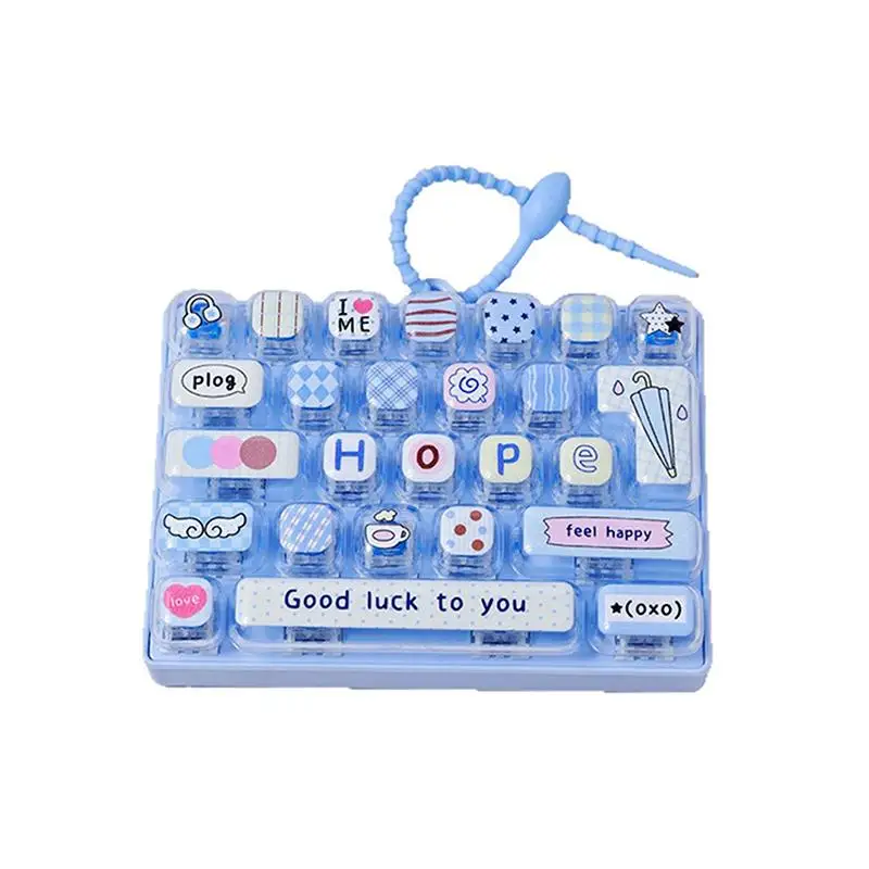 Cute Keyboard Shaped Fidget Squeeze Toy Portable Stress Relief Backpack Pendant for Office Worker Daily Decompression Gift