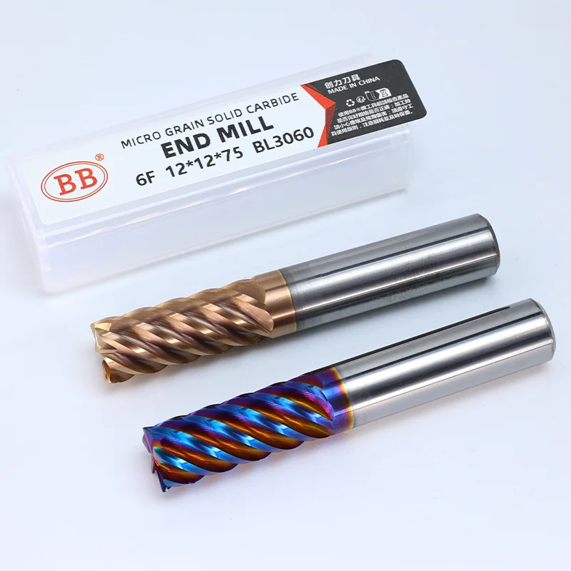 BB 6 Flutes Carbide End Mill Metal Steel 6 Teeth Tungsten Milling Cutter CNC Finishing Machining Router 4mm 6mm 8mm 10mm 12mm