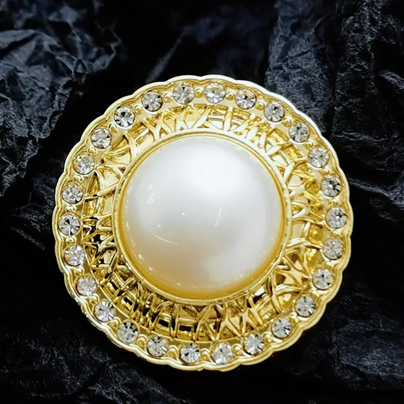 10 قطعة حجر الراين تقليد اللؤلؤ أزرار معدنية مستديرة للملابس معطف سترة الخياطة اكسسوارات أزرار الخياطة DIY بها بنفسك التطريز