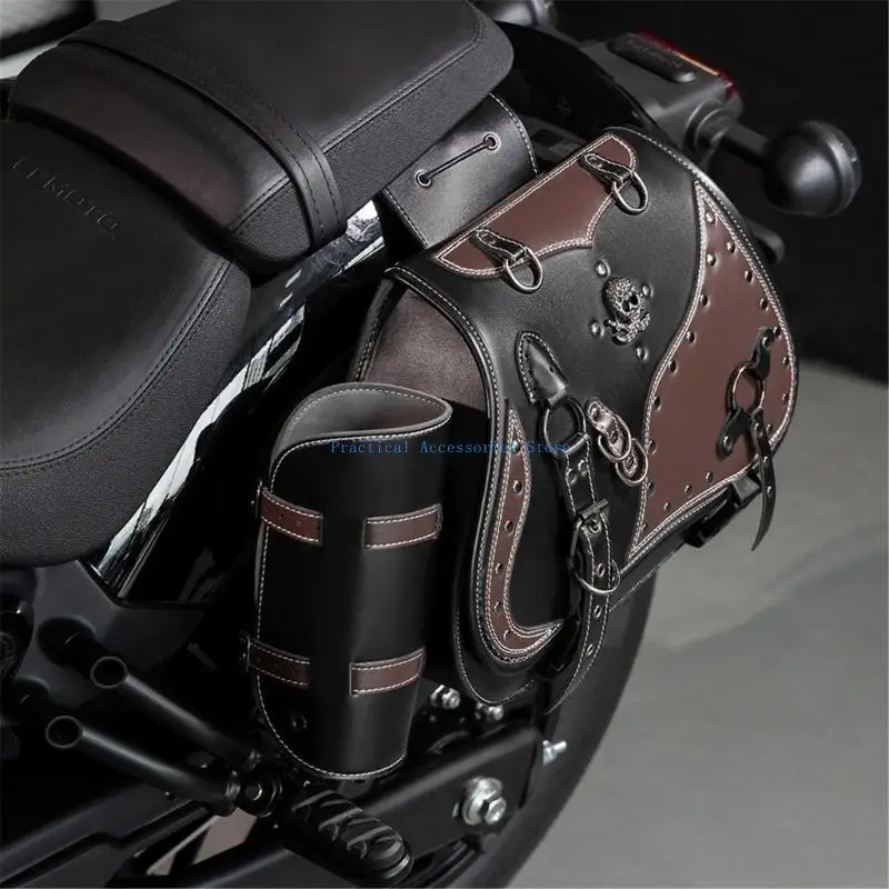 

U75E Universal Motorcycle Saddlebag Pair Waterproof Leather Storage Bag for Travel