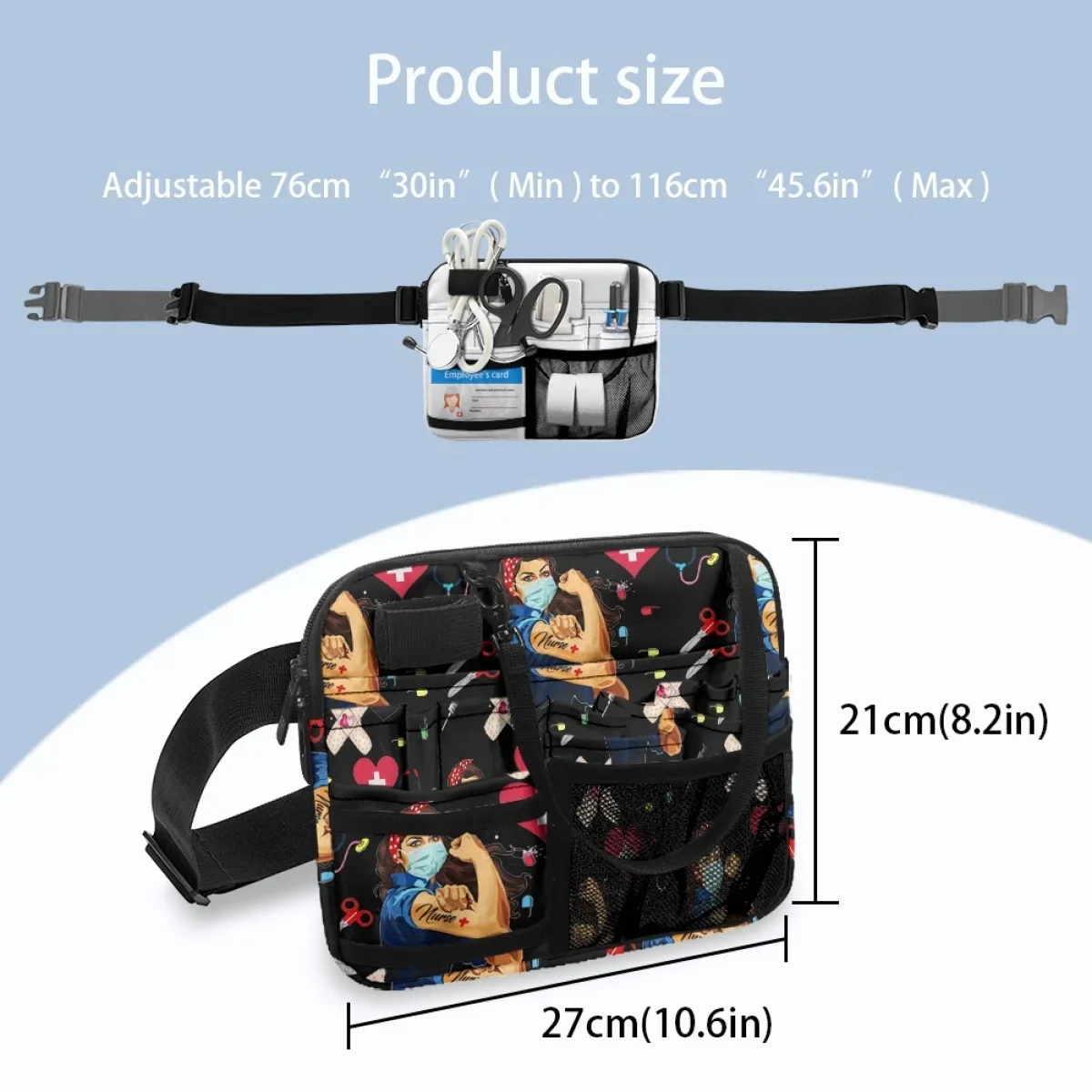 2023 Utility Hip Bag Black Nurse Designer Belt Pouch Multiple Pocket Organiser Fanny Pack for Stethoscopes Bandage Scissor Gift