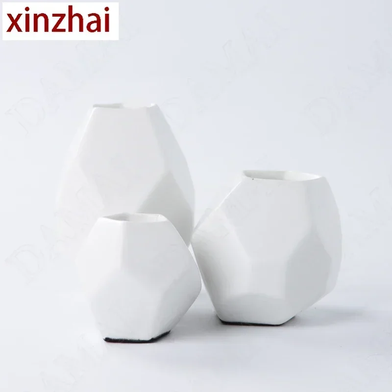 European Ceramic Vase Creativity Geometry Decorative Flower Vases Living Room TV Cabinet Dried Flowers Organizer Home Decoration