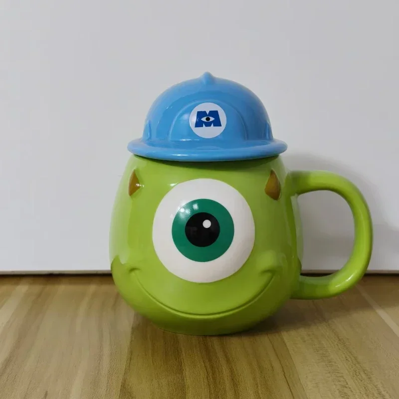 Disney dos desenhos animados monstros mike figura de ação coberto caneca água copo cerâmica modelo desktop ornamentos crianças presentes aniversário brinquedos