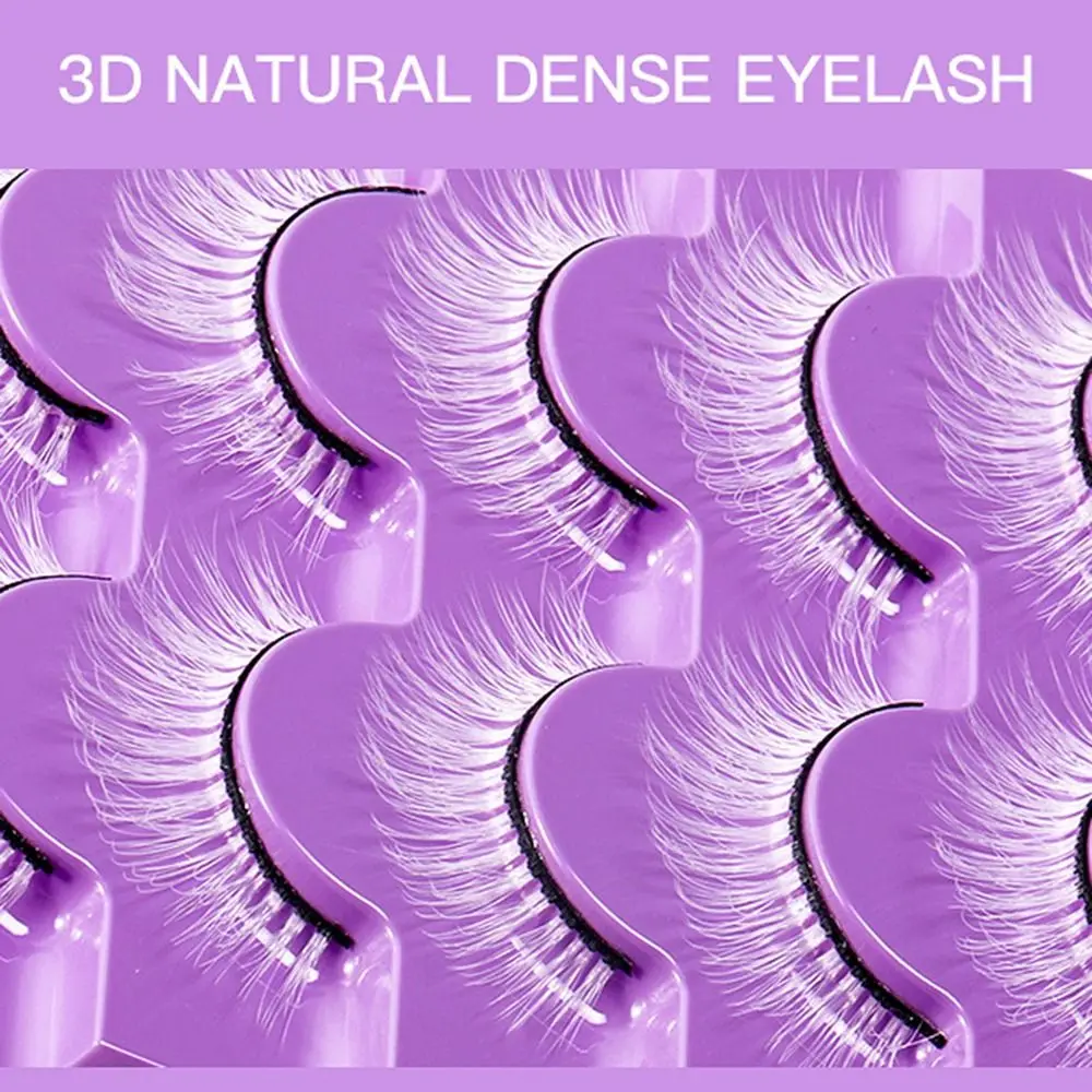 7 Pairs White False Eyelashes Lashes Extension Exaggerated 3D Curled Lashes Faux Fibre Reusable Thick Fluffy Lashes Cosplay