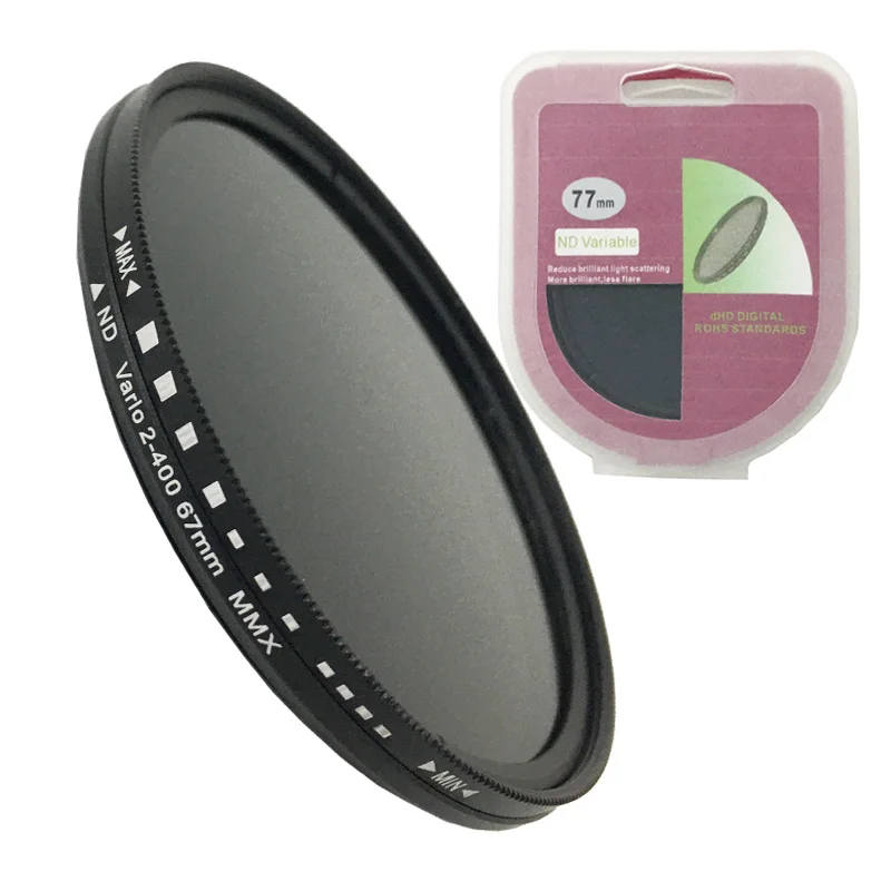 Fader Variable Adjustable Slim Neutral Density ND Lens Filter ND2 to ND400 43/46/52/55/58/62/67/72/77/82/86mm for Nikon