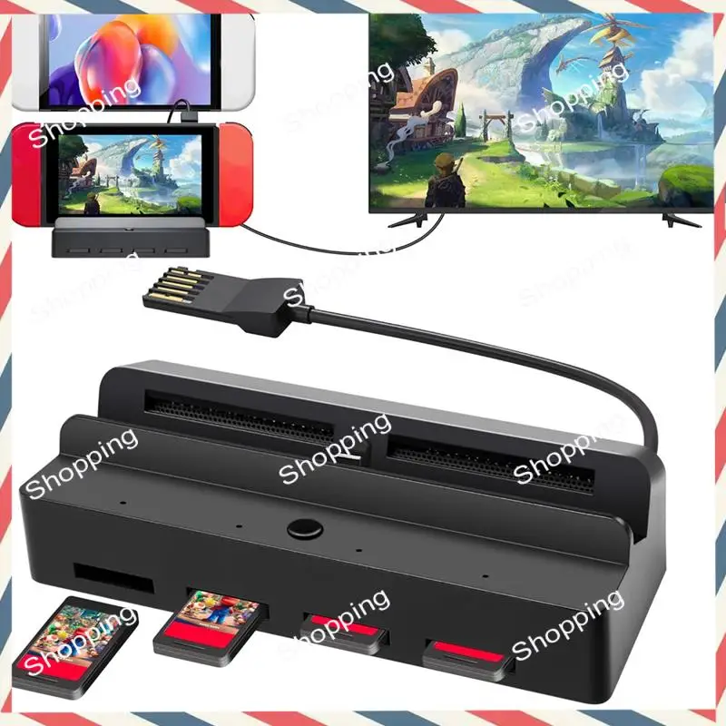 

M20K 4 In 1 TV Dock Station For Switch/Switch OLED, Switch Game Card Reader With 4 Card Slots, USB-C Port Charging Station