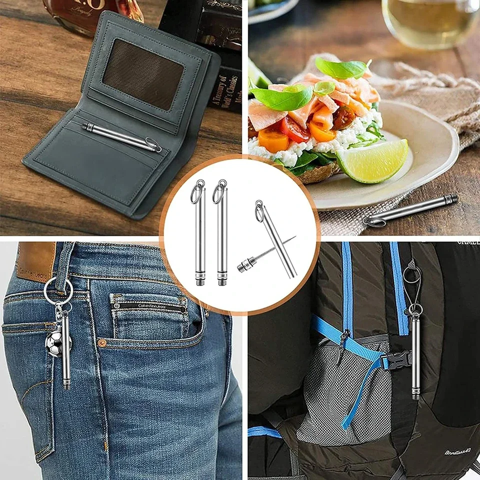 Portable Titanium Alloy Toothpick Brass Creative Combination Stainless Steel Camping Tool Toothpick Tube More Durable Than Floss