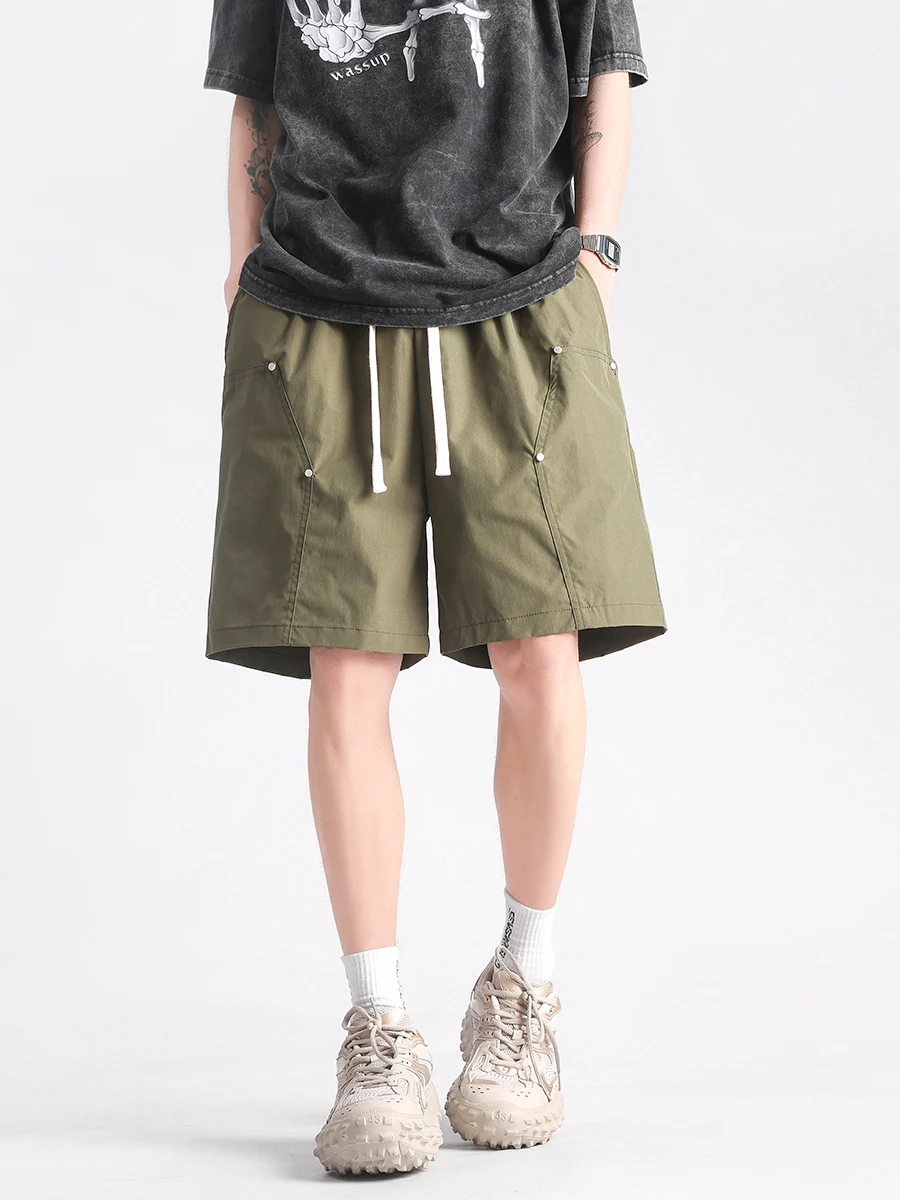 

Boyue American Workwear ort Pants Men Summer Functionali Retro Trendy Deconstructed Casual Five-Quarter Length Straight Leg