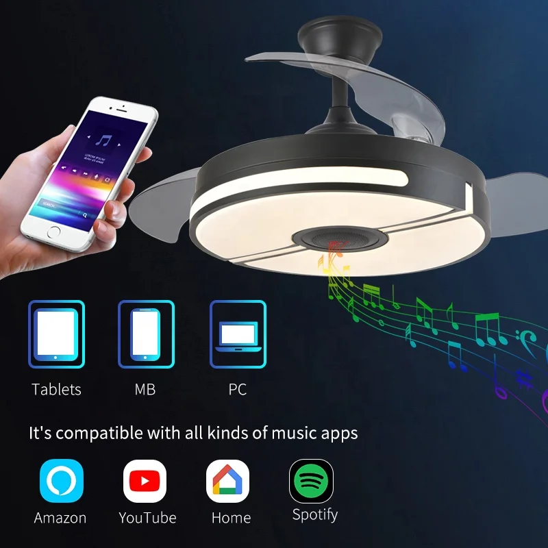 Ceiling Fan With Light Fixtures For Bedroom With Remote Quiet Silence Modern Ceiling Uk Led Fan And Light With Speaker
