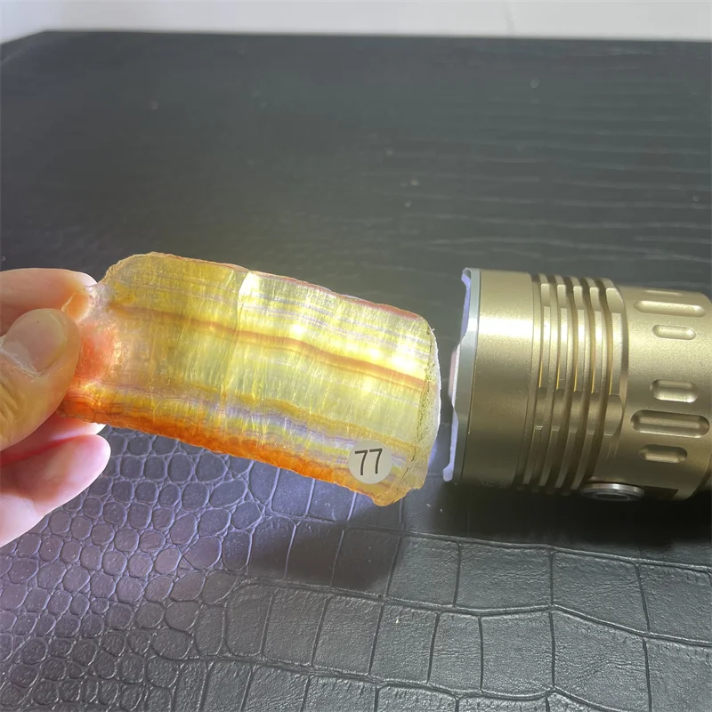 

Natural Colorful Yellow Fluorite Raw Stone Slice Striped Polished Gemstone Aura Crystal Specimen Office Home Decoration