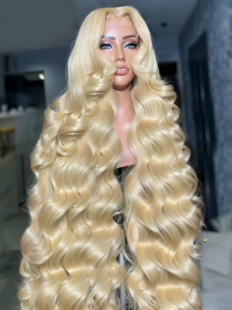 

YKB 613 Blonde13x6 HD Lace Frontal Wigs Human Hair Raw Body Wave 30 40 Inch Colored Natural Water Waves Lace Front Wig For Women