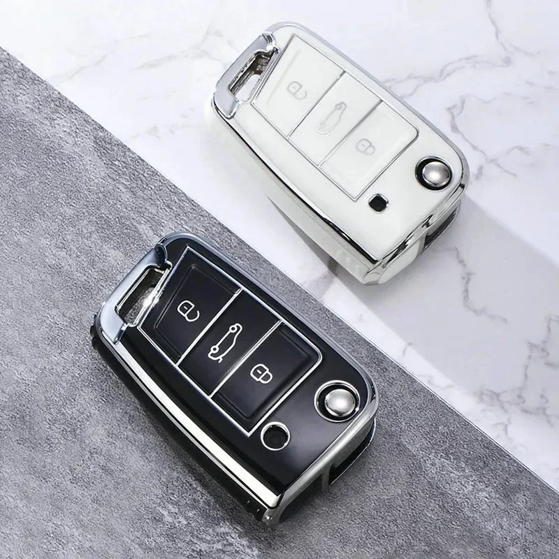 

3 4 Buttons TPU Car Key Case Cover Fob For VW Volkswagen Golf 7 MK7 Tiguan MK2 For SEAT Ateca Leon FR 2 Ibiza For Skoda Octavia