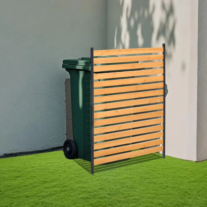 Wood Privacy Fence, 39" W x 61" L, 1-Panel Air Conditioner Fence Screen, Pool Equipment Enclosure with Metal Stakes, Easy DIY Installation, Outdoor Trash Can Hider for Garden Decoration view 6