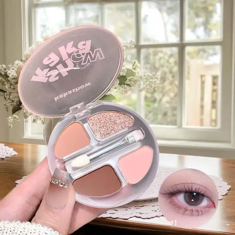 Palette de fards à paupières 4 couleurs, Blush, Eyeliner, fard à paupières, ver à soie, reflets, Contour éclaircissant, maquillage naturel longue durée
