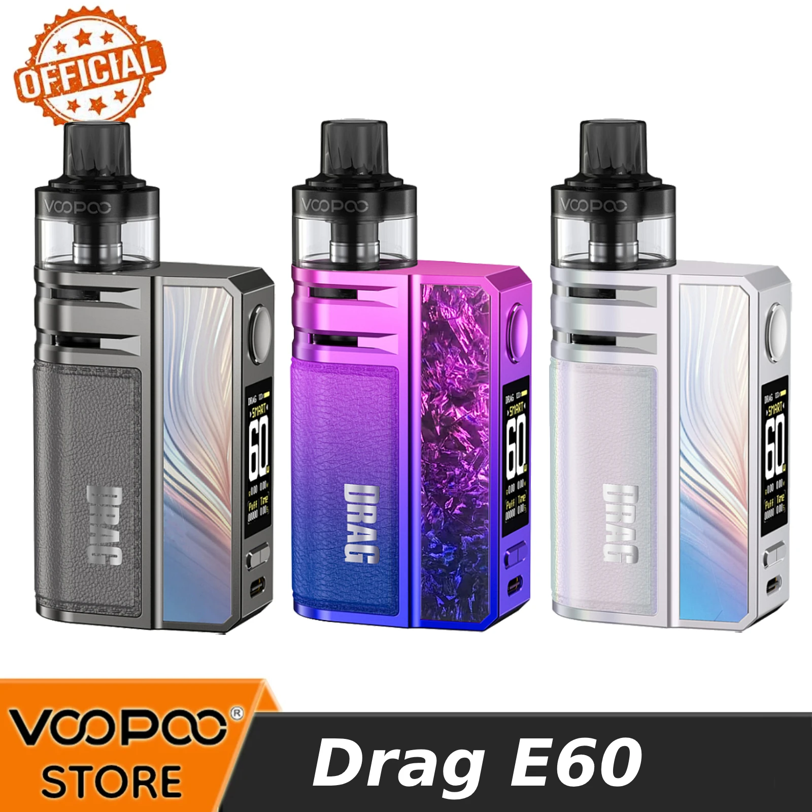 VOOPOO Drag E60 Kit 60W Vape Batterie 2550mAh 4.5ml PnP Pod II Cartouche Fit PnP-TW30 PnP-TW20 Bobine Électronique Laguna ette