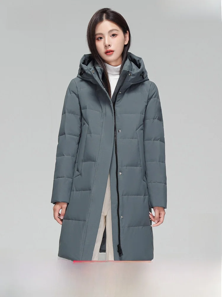 

Женская удлиненная пуховая куртка Snow Flng Spring 2026: модная, теплая, для активного отдыха, из полиэфирного волокна, с длинными рукавами