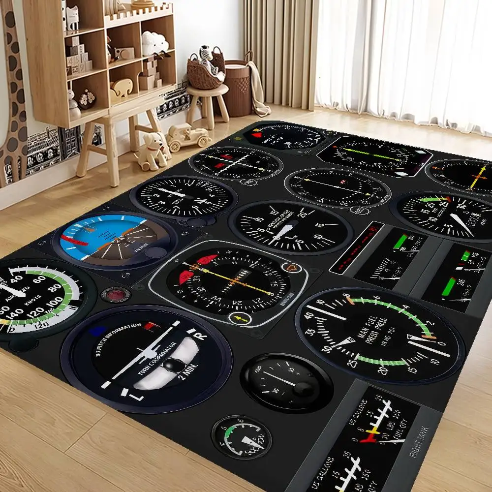 Fighter Aircraft Control Cockpit Hallway Carpet Washable Non-Slip Living Room Sofa Chairs Area Mat Kitchen Doormat Area Rug