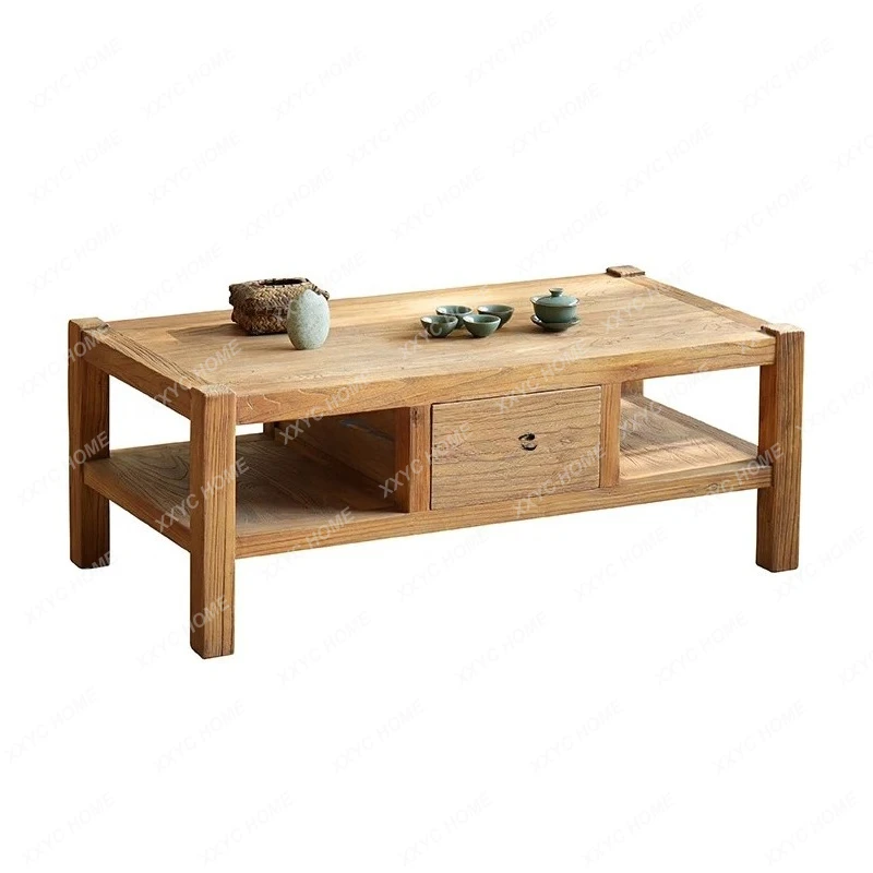 

L Solid wood coffee table TV cabinet combination B & B retro living room sofa table