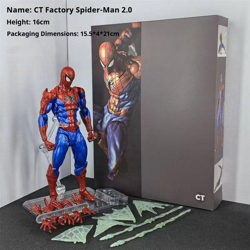 

CT Spider Man Action Figure 2.0 Movable Joint Collectible Toy 16cm Pvc Anime Model With Web Accessories Display Stand Toy
