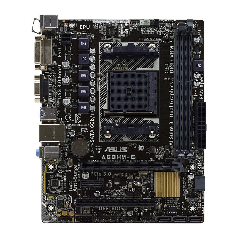 مقبس ASUS A68HM-E FM2 FM2 + AMD A68H 2 × DDR3 PCI-E 3,0 USB3.0 Micro ATX متوافق مع وحدة المعالجة المركزية A8AD7600 Athlon X4 AD850X