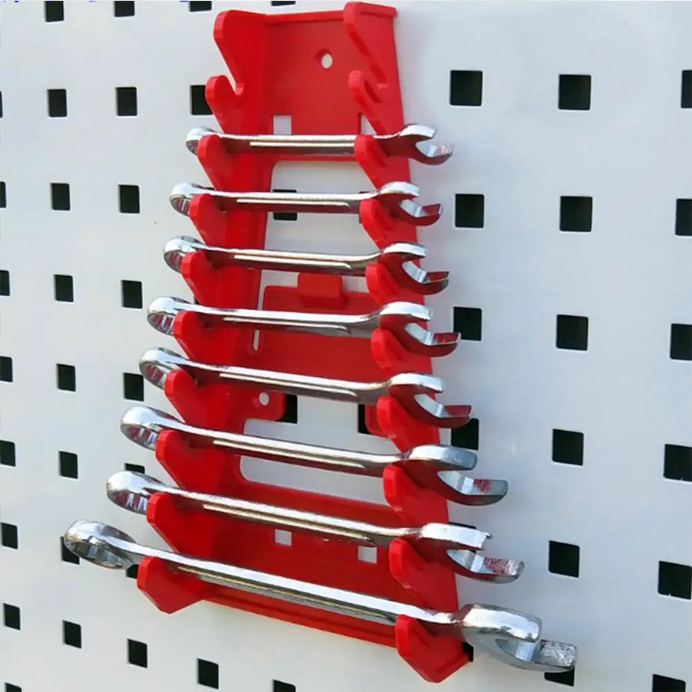 2Pcs Red Wrench Organizer + 2Pcs Black Wrench Holder Plastic Tray Sockets Storage Tools Rack Sorter Standard Spanner Holders