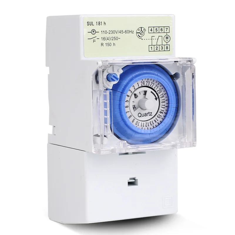 110V AC 220V Mechanical Timer Switch Analog 24 Hours Quartz Cycle Timer 2 Channels Programmable Industrial Timers 16A SUL181h