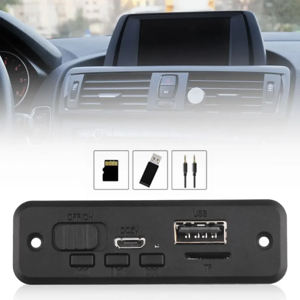 DC 5V Bluetooth 5.0 MP3 WMA WAV APE Decoder Board Hands-free Car Audio Microphone USB TF FM Radio Mp3 Music Player