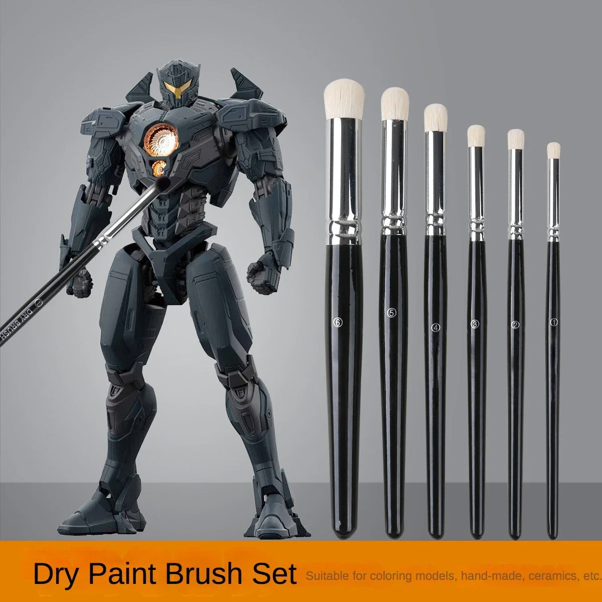 6-piece Set Dry Brush Short Round Nylon Hair Oil Painting Watercolor Painting Mold Handmade Ceramic Model Brush