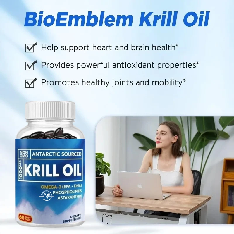 مكمل زيت كريل أنتاركتيكا 1000 ملغ |   زيت أوميجا 3 غني بـ EPA+DHA وأستازانتين وفوسفوليبيدز -60 كبسولة هلامية