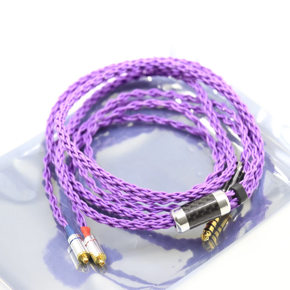 Haldane RolandPurple OCC Single Crystal Silver MMCX Cable for SE315 SE535 SE846 Earphones Headphone Cables Cord