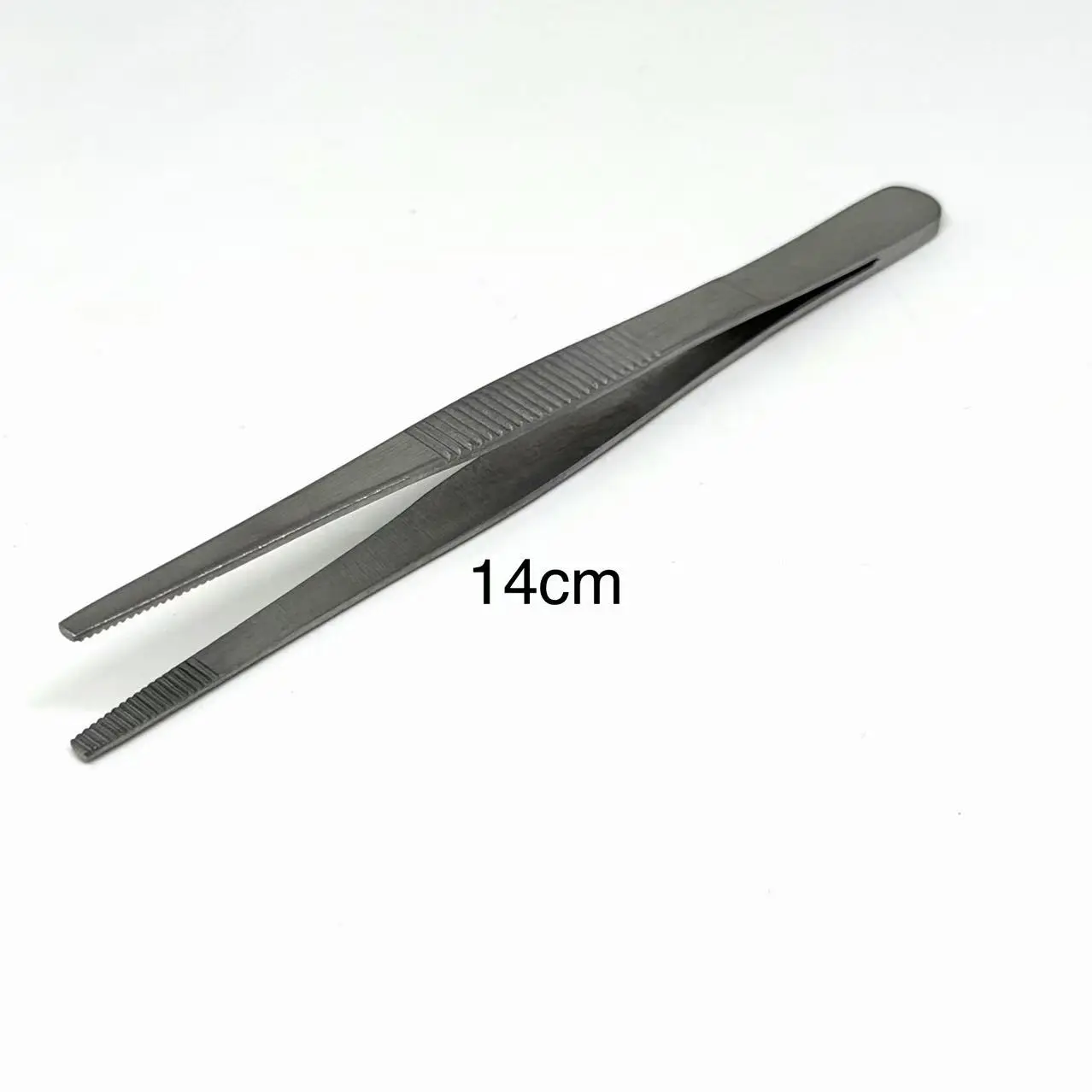 DENILK 1pc Dental Stainless Steel Anti-iodine Medical Tweezers Long Straight Forceps 10/14cm Straight Head Thicken DIY Tweezer