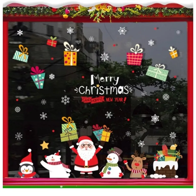 

Christmas Window Clings Cute Glass Door Stickers Xmas Wall Decals Xmas Window Stickers for Home School Office Decoration