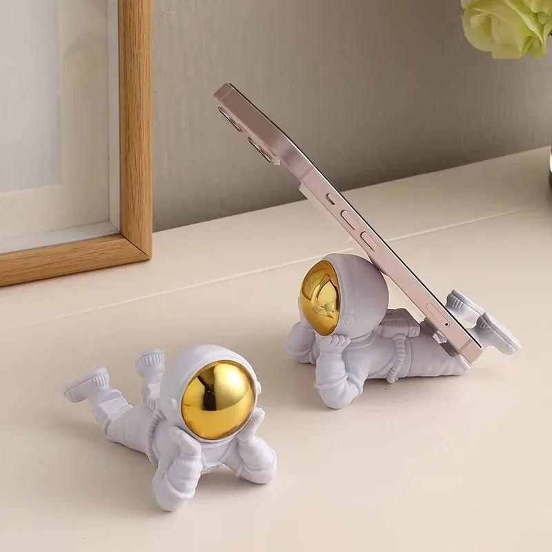 Desktop Astronaut Statue Ornament Multifunctional Spaceman Figurine Phone Holder for Home Office Table Display Decor