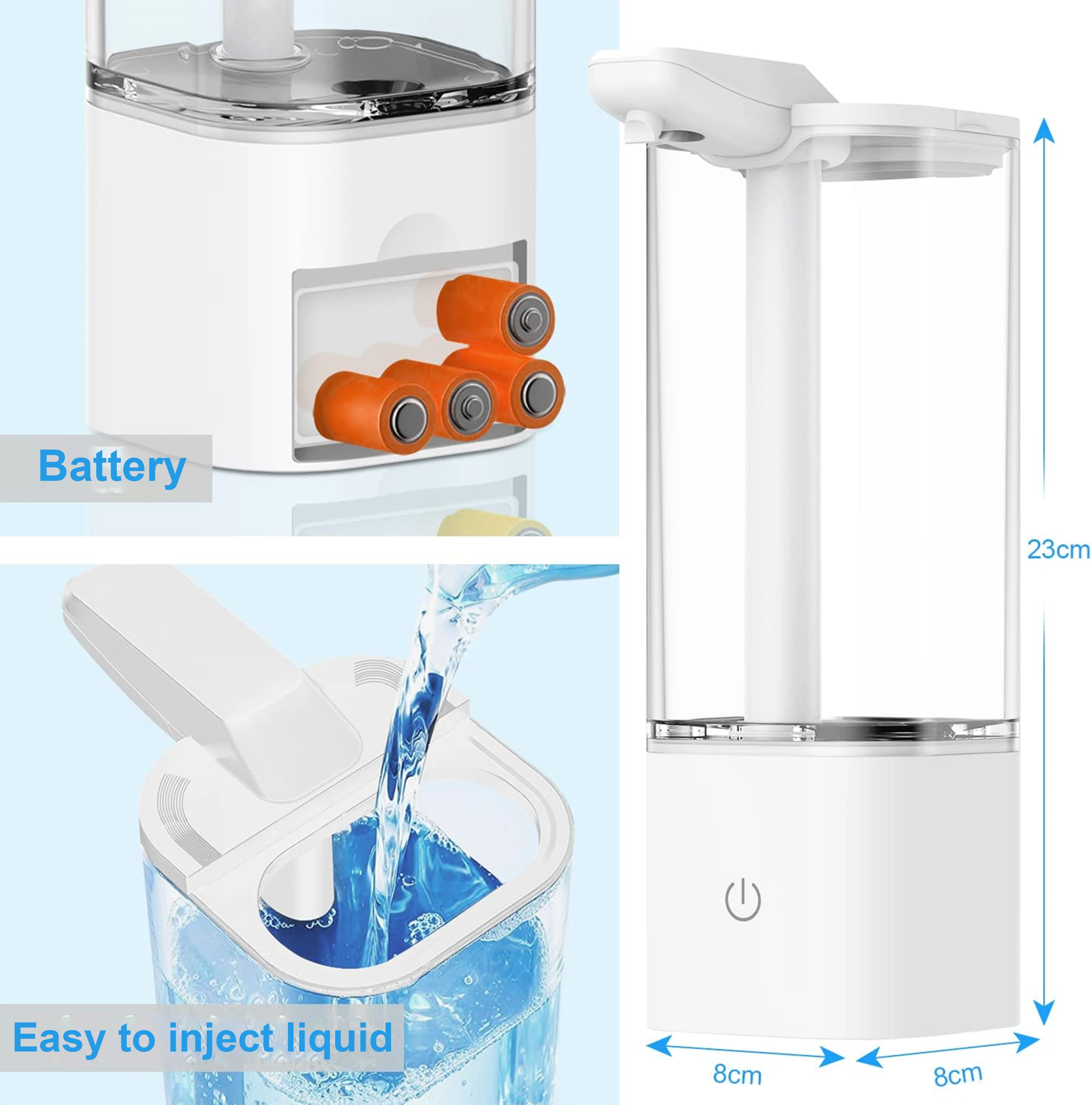 Automatic Touchless Soap Dispenser Set -18.5oz/550ml Battery Powered & USB Rechargeable  Adjustable Soap Volume Kitchen Bathroom