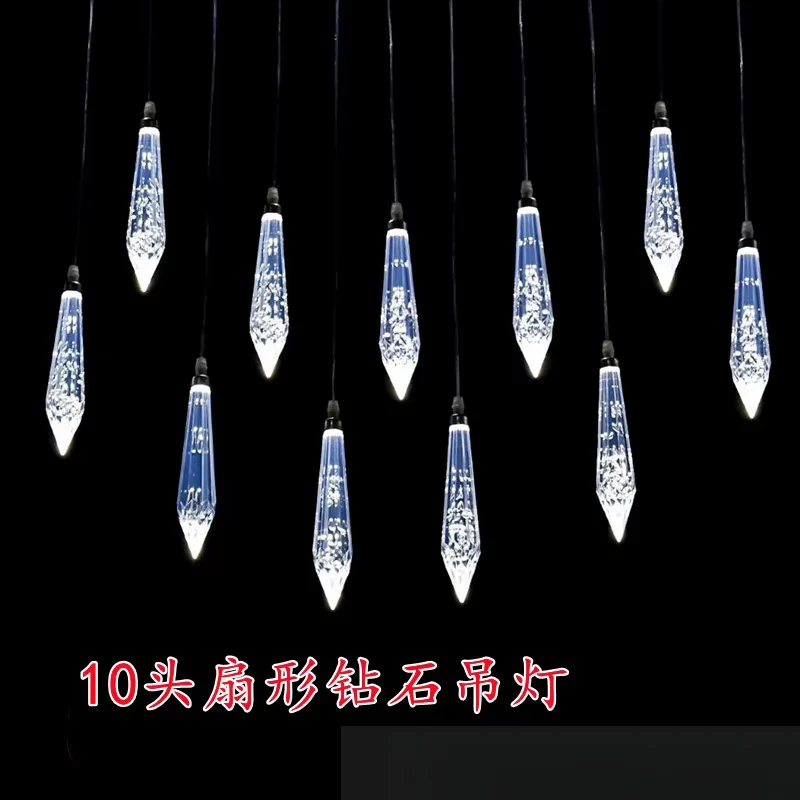 Factory direct wedding ceiling decorative lamp 10 pointed diamond hanging string 5 head pointed pearl road warm white light