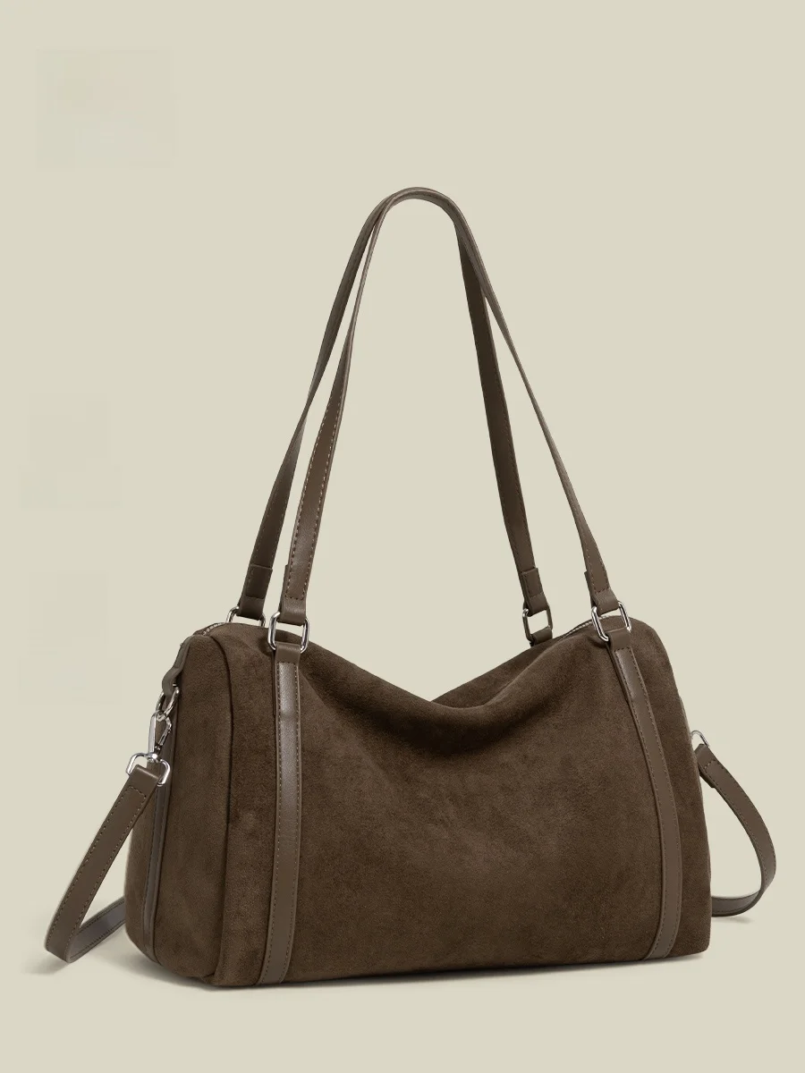 

Commute Suede Pillow Bag Women's Large Capaci Single oulder Crossbody Bag Retro Sle with Detachable Strap Daily Use