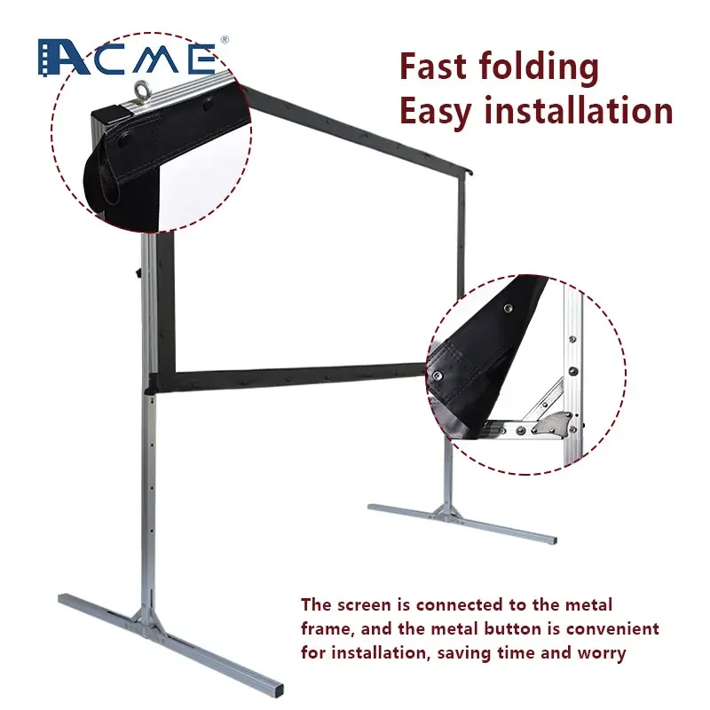 135 inch foldable projector screen with aluminum alloy stand fast folding projection