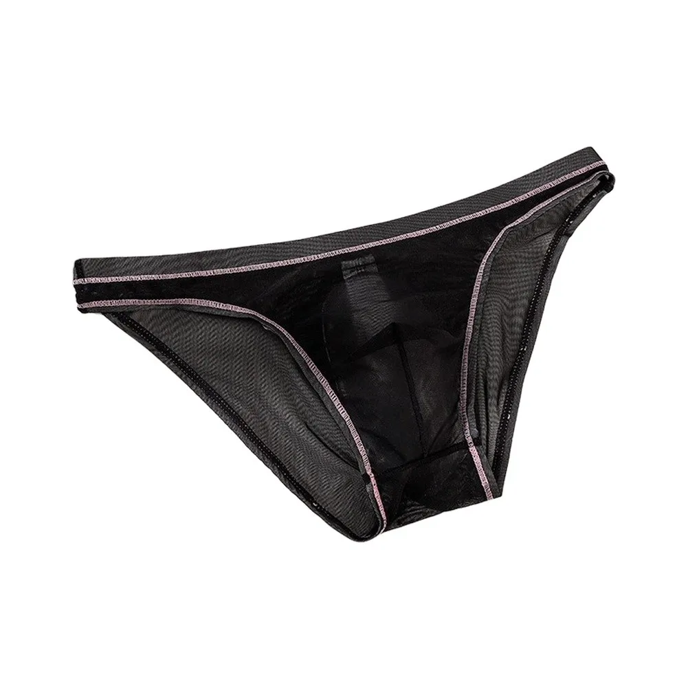 Mens See Through Mesh Low Waist Sexy Lingerie UltraThin Thongs Briefs Breathable Underwear Breathable Underpants Men's Panties
