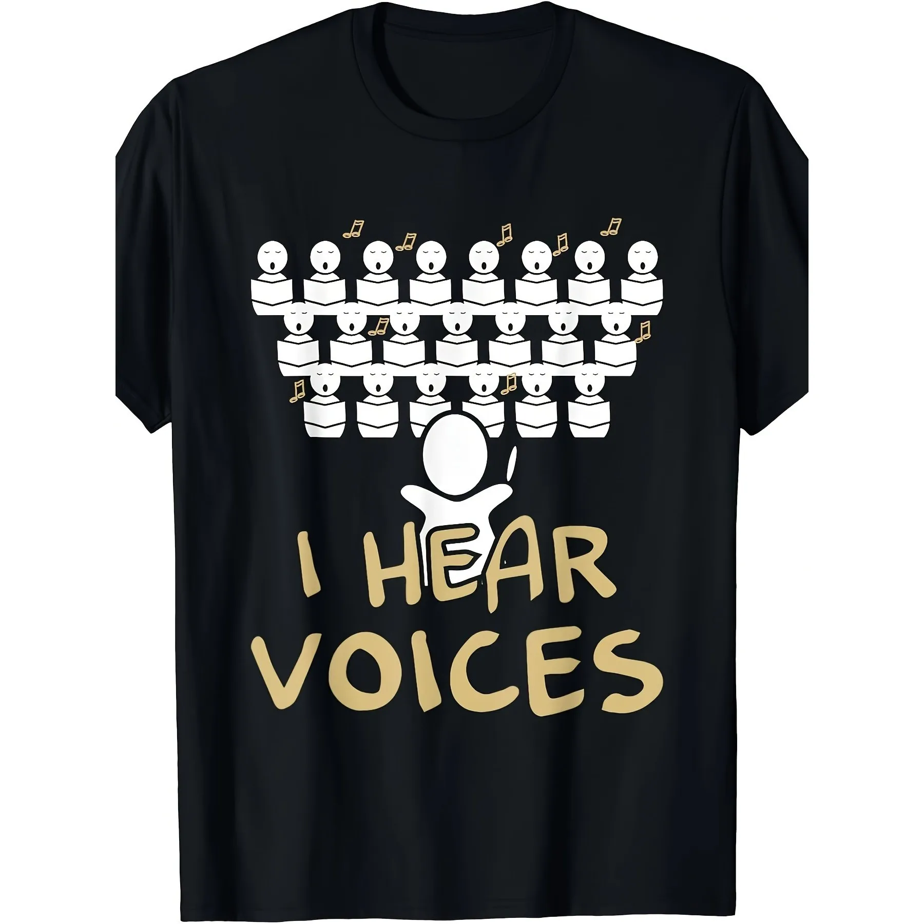 

Funny I Hear Voices Choir Graphic Tee Short Sleeve Cotton Casual T-Shirt for Music Lovers
