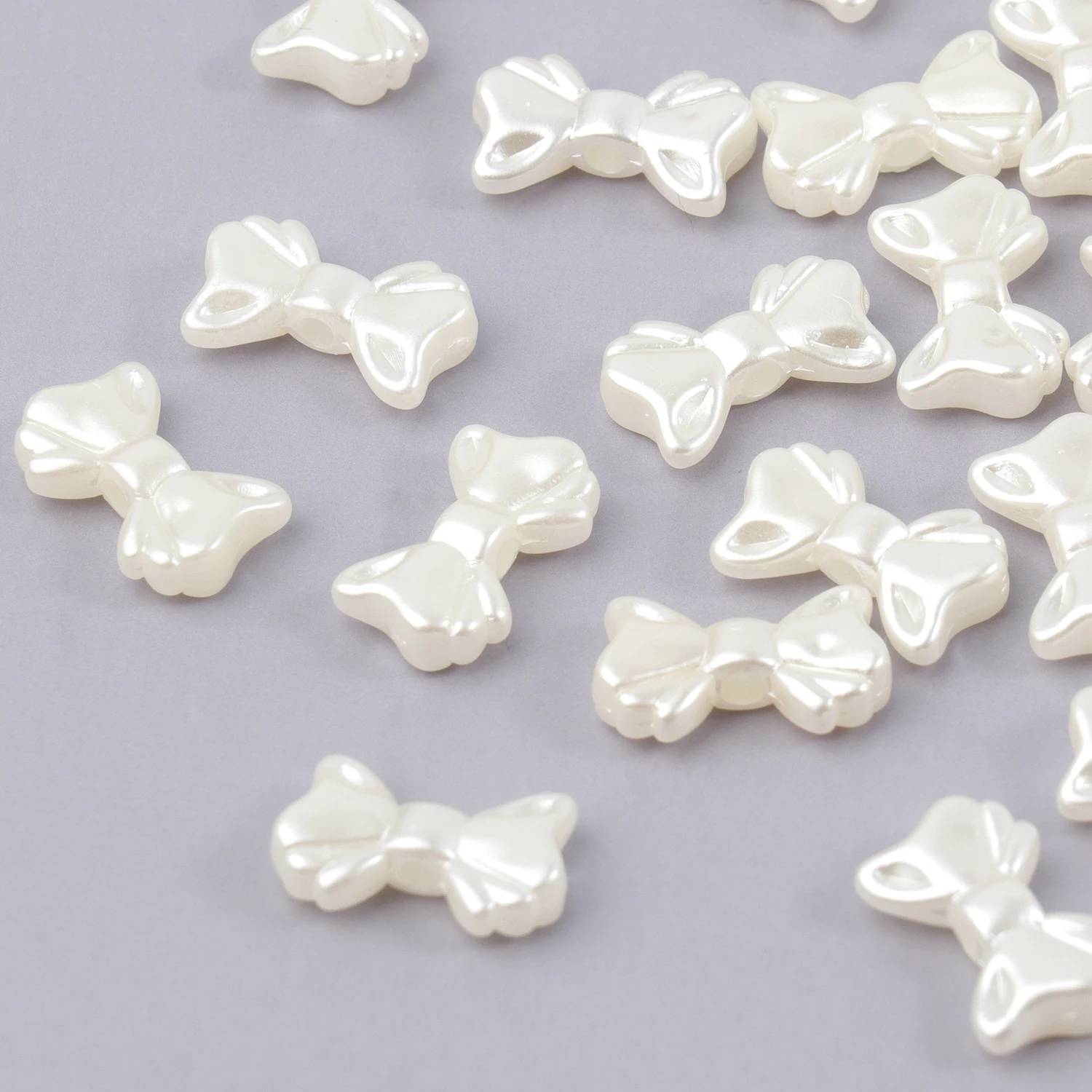 50/100pcs 15x9x4mm ABS Pearl Bowknot Bow Tie Acrylic Spacer Loose Beads Charms For DIY Jewelry Making Finding Accessories