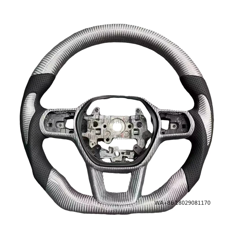 

Заводское изготовленное на заказ серебряное перфорированное кожаное колесо из углеродного волокна, подходящее для рулевого колеса автомобиля Honda Civic 11-го поколения