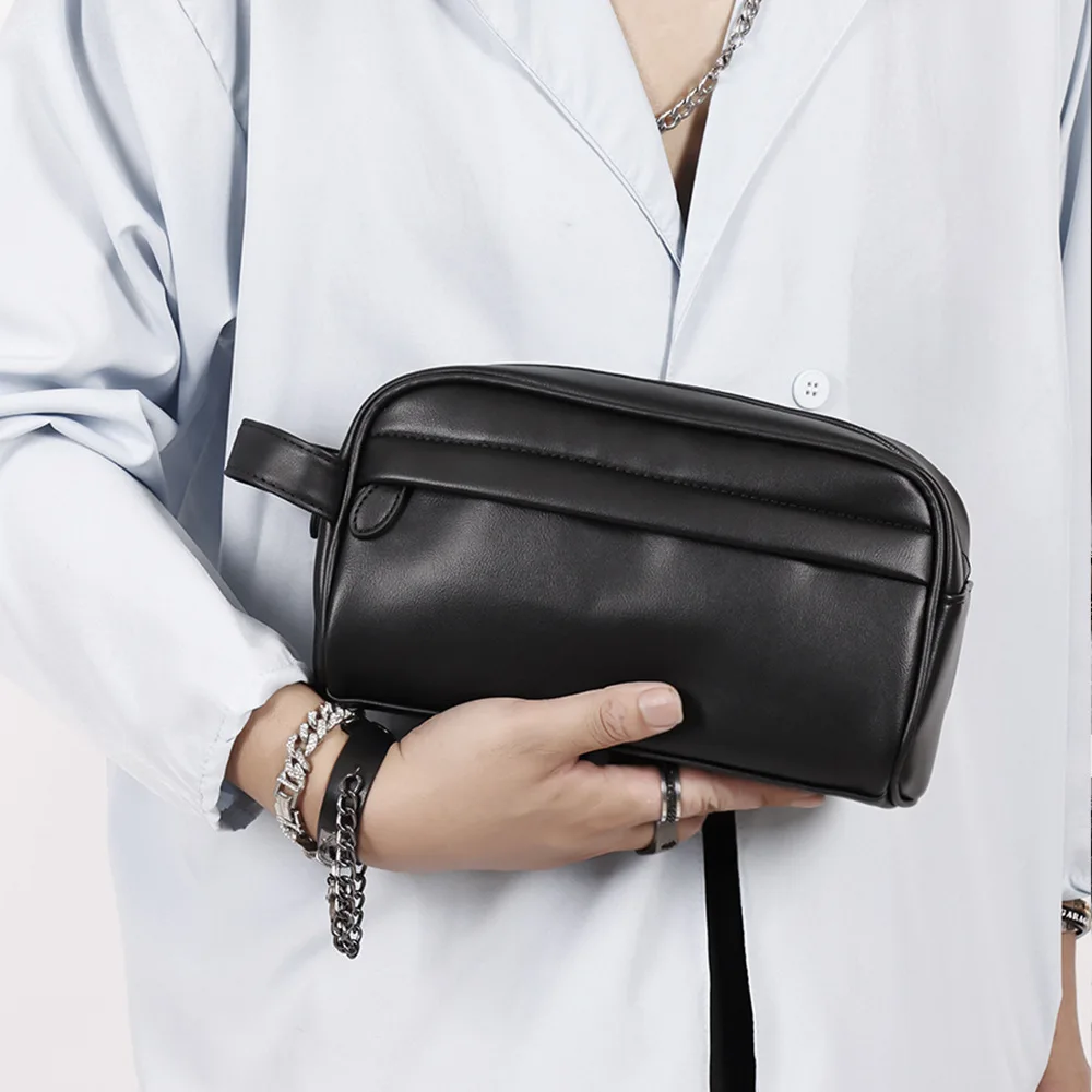 Nouvelle pochette d'affaires à la mode pour hommes, trousse de toilette décontractée Simple et de grande capacité, sac à main multifonctionnel pour hommes