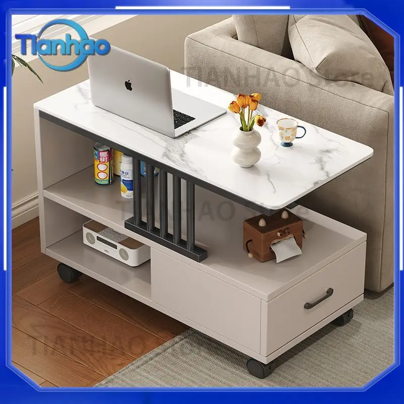 Luxury Corner Table for Living Room Marble Side Table Minimalist Small Coffee Table Wall Mounted Side Storage Cabinet